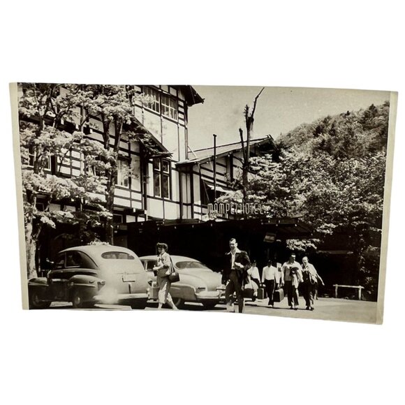 Mampei Hotel Karuizawa Japan RPPC Postcard Vintage 1940s Street View - Picture 1 of 6